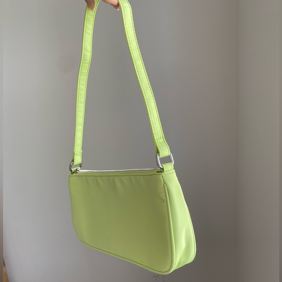 Slim 90s Minimalist Shoulder Bag Handbag Pistachio Lime Light Green - Picture 4 of 12